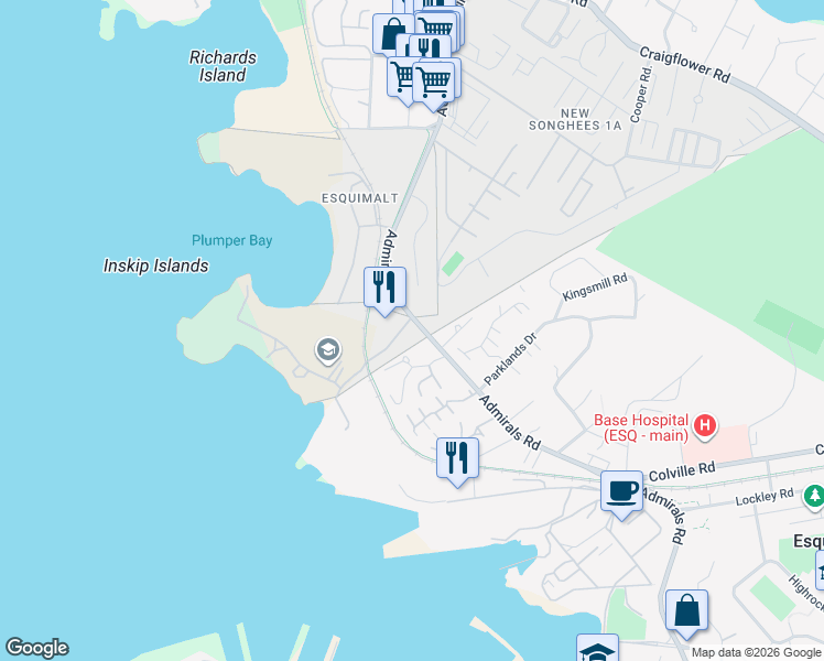 map of restaurants, bars, coffee shops, grocery stores, and more near 712 Luscombe Place in Victoria