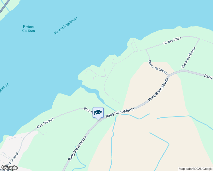 map of restaurants, bars, coffee shops, grocery stores, and more near Chemin des Villas in Saguenay