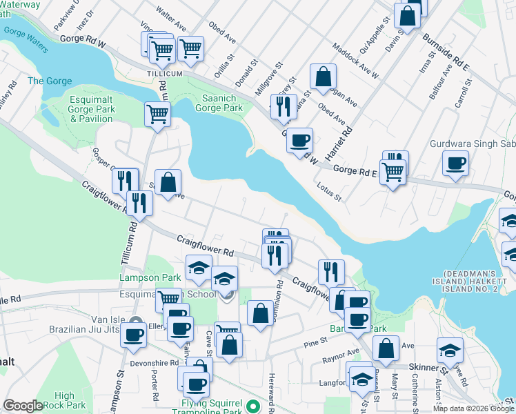 map of restaurants, bars, coffee shops, grocery stores, and more near 954 Dingley Dell in Victoria