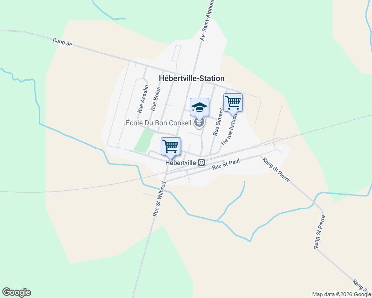 map of restaurants, bars, coffee shops, grocery stores, and more near 8 Rue Notre Dame in Hébertville-Station