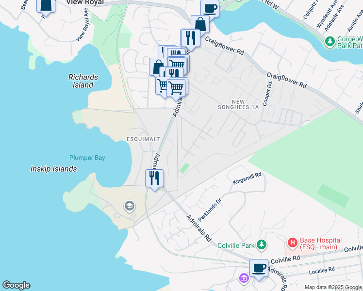 map of restaurants, bars, coffee shops, grocery stores, and more near Eagle Lane in Victoria