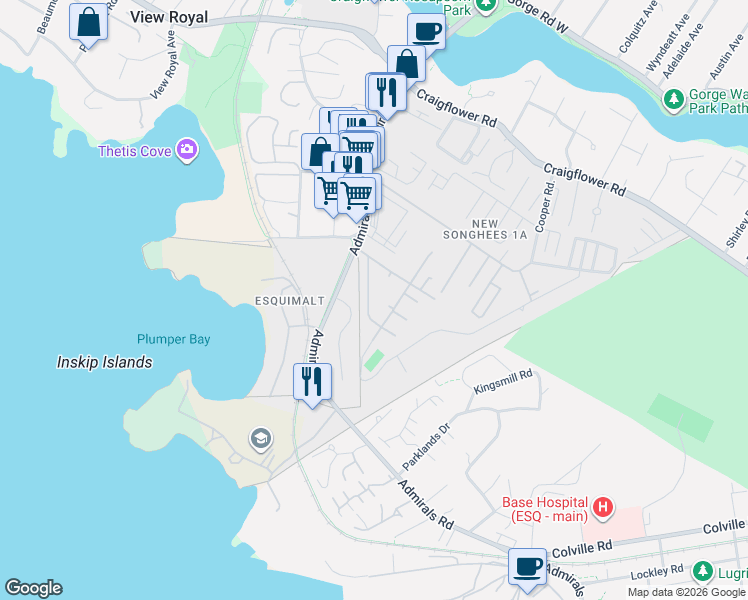 map of restaurants, bars, coffee shops, grocery stores, and more near 37 Eagle Lane in Victoria
