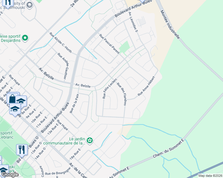 map of restaurants, bars, coffee shops, grocery stores, and more near 528 Rue Pauline-Julien in Rimouski