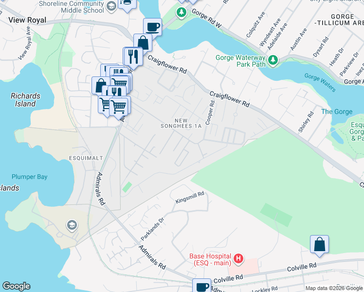 map of restaurants, bars, coffee shops, grocery stores, and more near 308 Totem Lane in Victoria