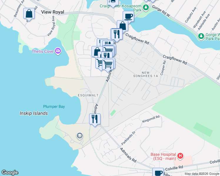 map of restaurants, bars, coffee shops, grocery stores, and more near in Victoria
