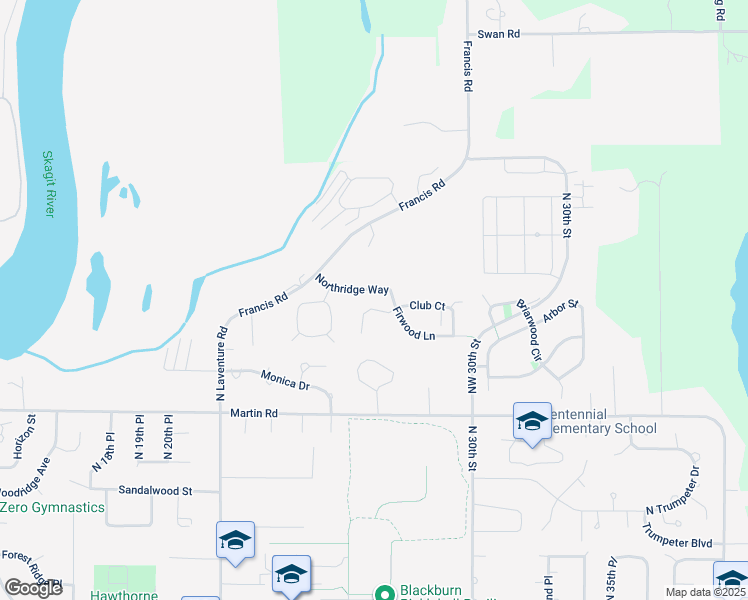 map of restaurants, bars, coffee shops, grocery stores, and more near 2316 Club Court in Mount Vernon