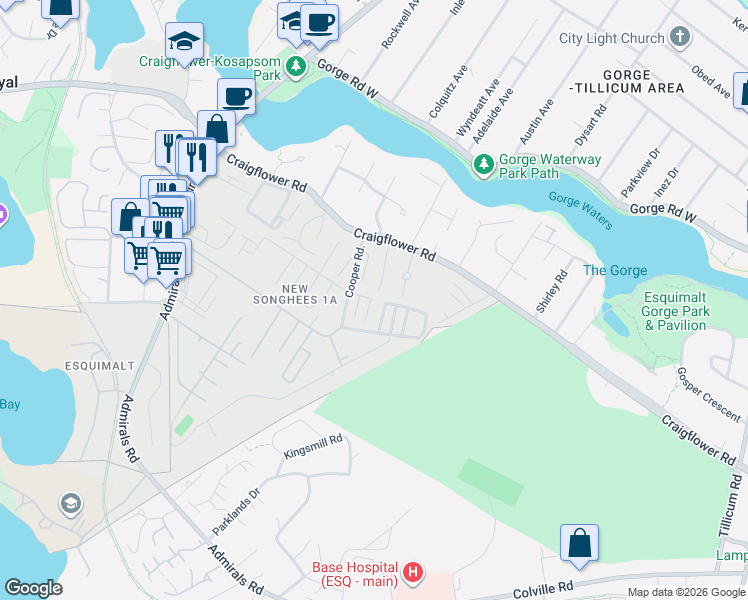map of restaurants, bars, coffee shops, grocery stores, and more near in Victoria