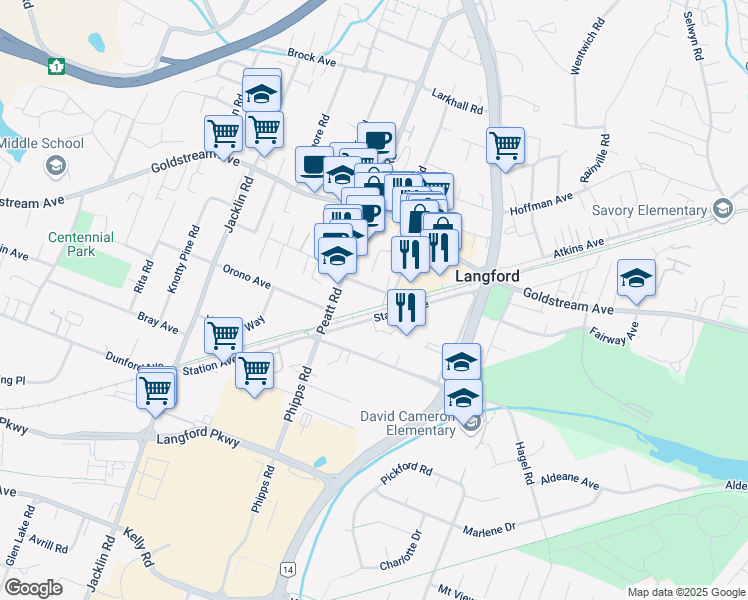 map of restaurants, bars, coffee shops, grocery stores, and more near 765 Hockley Avenue in Victoria