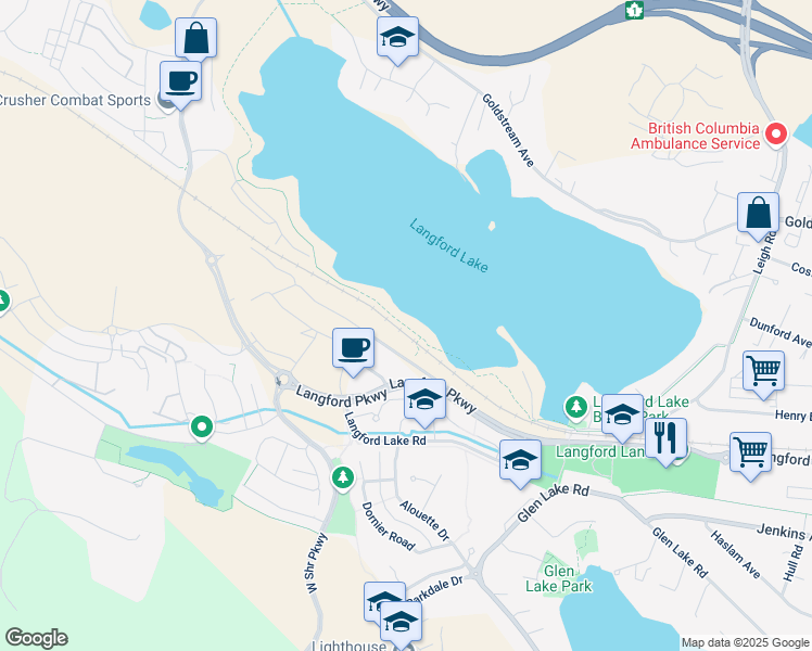 map of restaurants, bars, coffee shops, grocery stores, and more near Ed Nixon Trail in Victoria