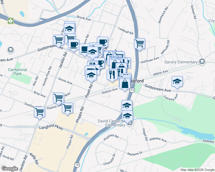map of restaurants, bars, coffee shops, grocery stores, and more near 2849 Bryn Maur Road in Victoria