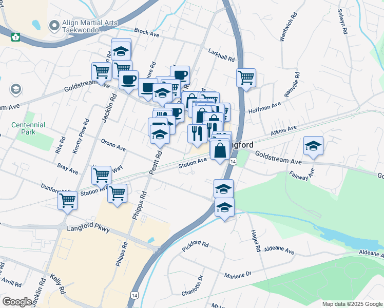 map of restaurants, bars, coffee shops, grocery stores, and more near 2849 Bryn Maur Road in Victoria