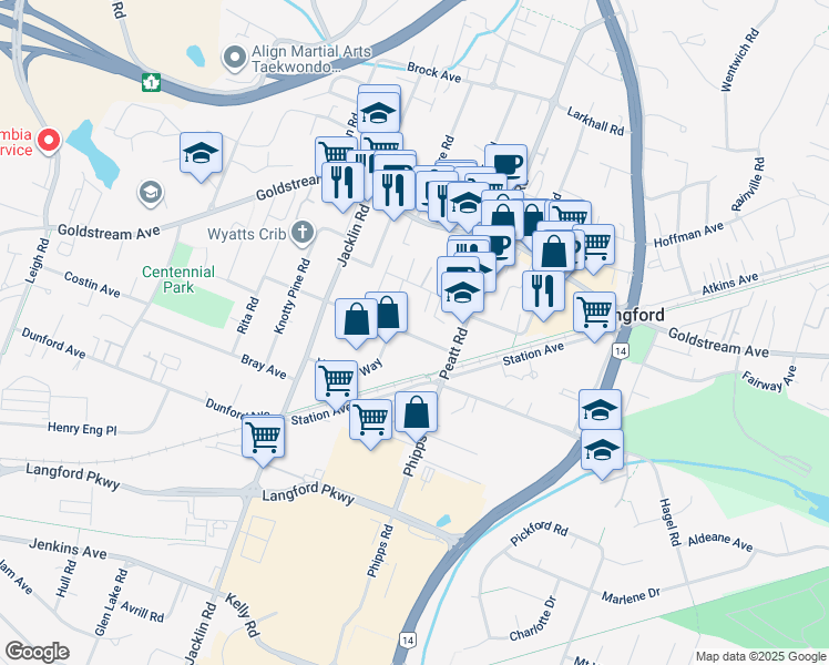 map of restaurants, bars, coffee shops, grocery stores, and more near 828 Orono Avenue in Victoria