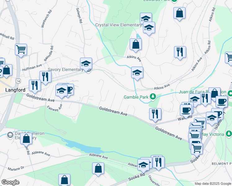 map of restaurants, bars, coffee shops, grocery stores, and more near Kingswood Road in Victoria