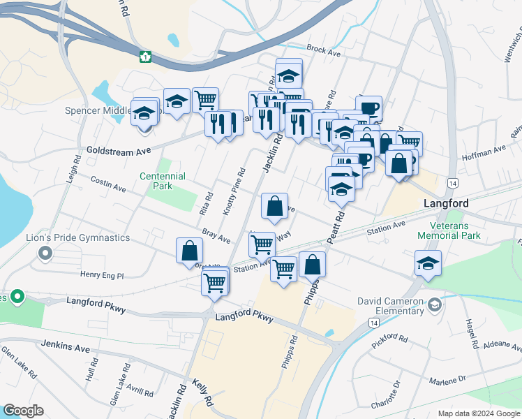map of restaurants, bars, coffee shops, grocery stores, and more near 102-2871 Jacklin Road in Victoria