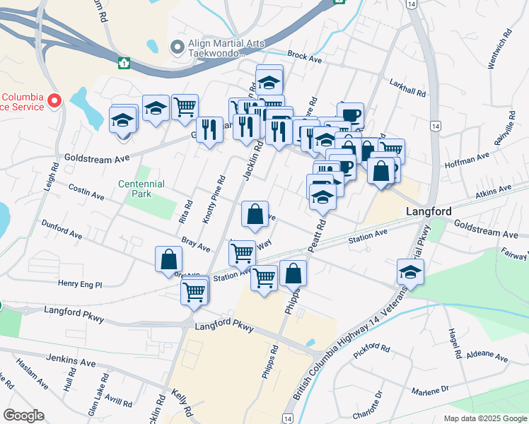map of restaurants, bars, coffee shops, grocery stores, and more near 852 Orono Avenue in Victoria