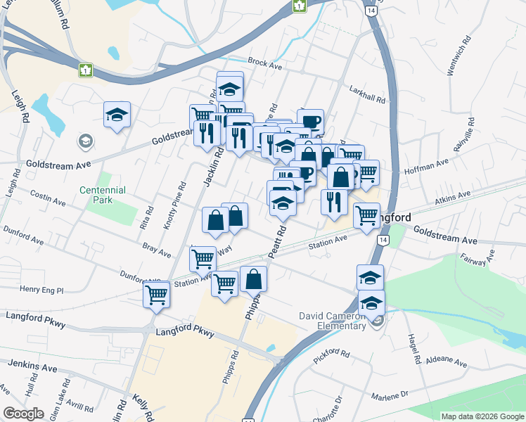 map of restaurants, bars, coffee shops, grocery stores, and more near 828 Orono Avenue in Victoria