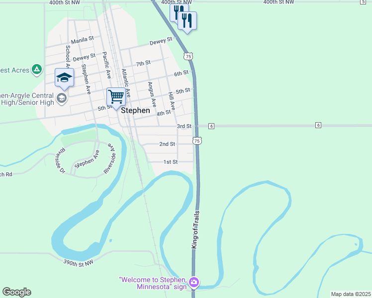 map of restaurants, bars, coffee shops, grocery stores, and more near 125 Hill Avenue in Stephen