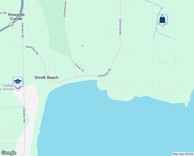 map of restaurants, bars, coffee shops, grocery stores, and more near 13204 Satterlee Road in Anacortes