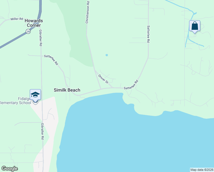 map of restaurants, bars, coffee shops, grocery stores, and more near 13242 Satterlee Road in Anacortes