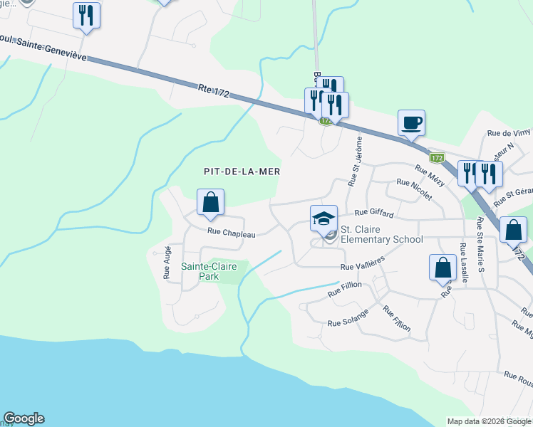 map of restaurants, bars, coffee shops, grocery stores, and more near 437 Rue Vallières in Saguenay