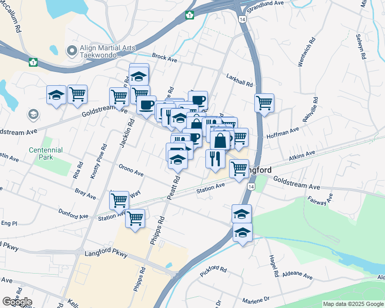 map of restaurants, bars, coffee shops, grocery stores, and more near 2829 Peatt Road in Victoria