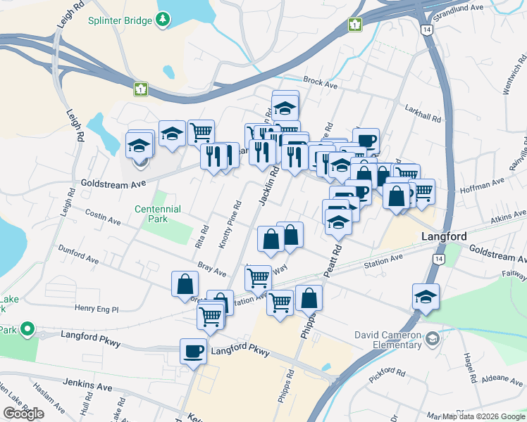 map of restaurants, bars, coffee shops, grocery stores, and more near 103 Jacklin Road in Victoria
