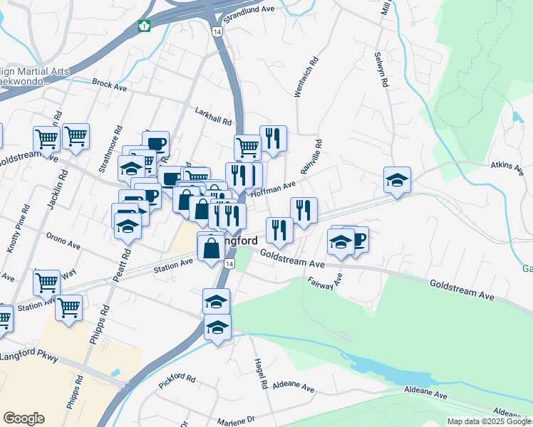 map of restaurants, bars, coffee shops, grocery stores, and more near 2788 Winster Road in Victoria