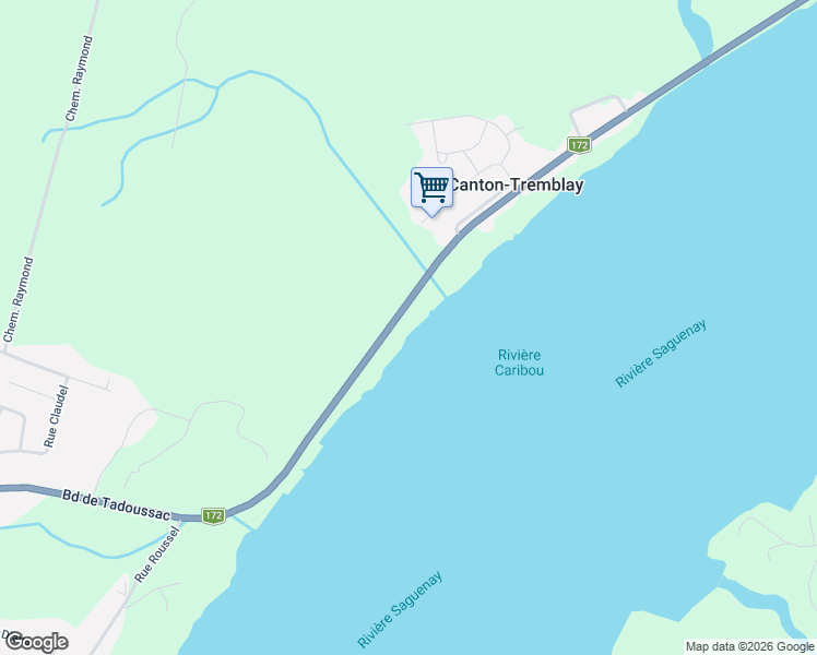 map of restaurants, bars, coffee shops, grocery stores, and more near 777 Route de Tadoussac in Canton-Tremblay