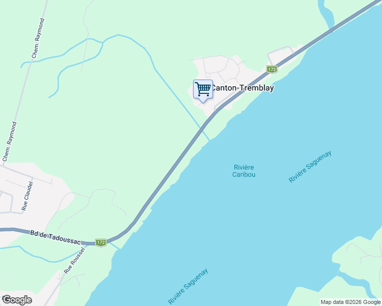 map of restaurants, bars, coffee shops, grocery stores, and more near 777 Route de Tadoussac in Canton-Tremblay