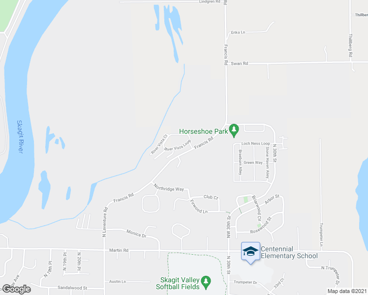 map of restaurants, bars, coffee shops, grocery stores, and more near 602 River Vista Loop in Mount Vernon