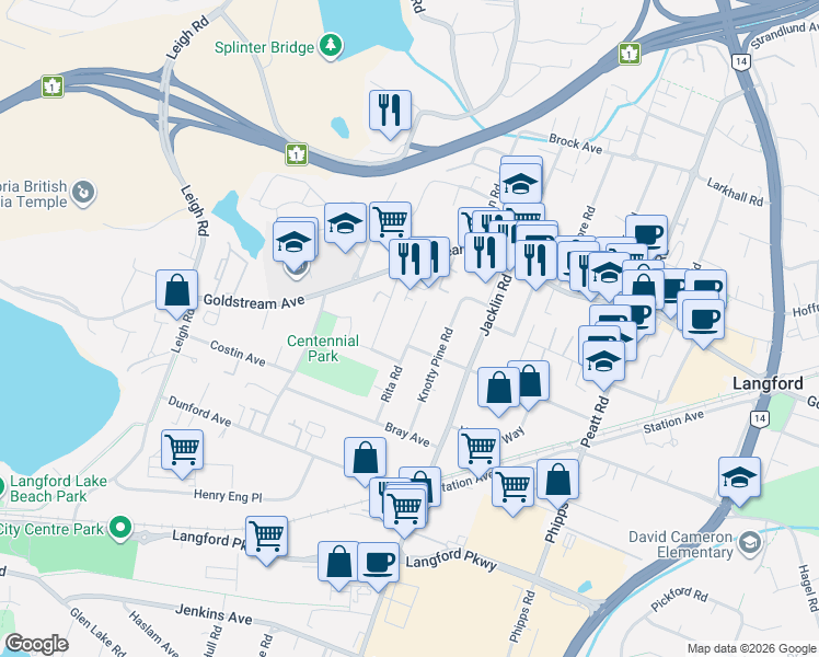 map of restaurants, bars, coffee shops, grocery stores, and more near in Victoria