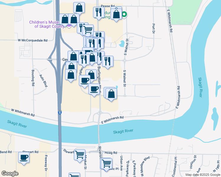 map of restaurants, bars, coffee shops, grocery stores, and more near 151 Holmgren Lane in Burlington