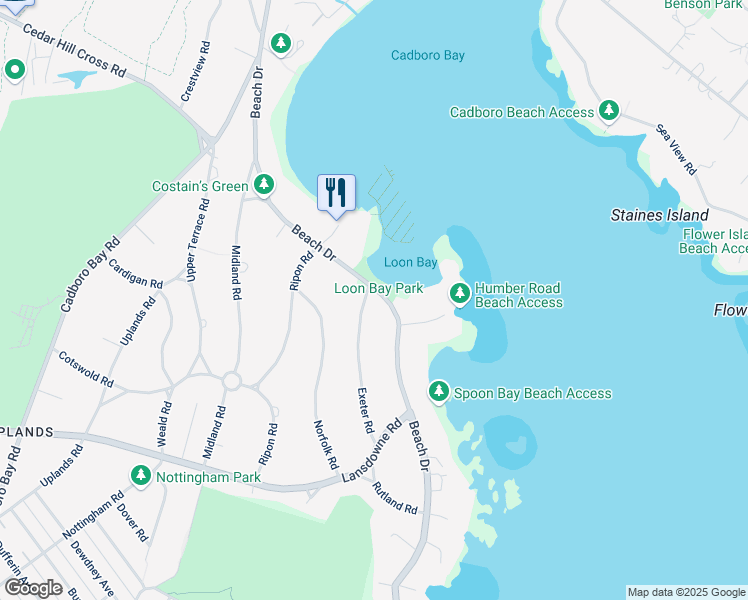 map of restaurants, bars, coffee shops, grocery stores, and more near 3290 Beach Drive in Victoria