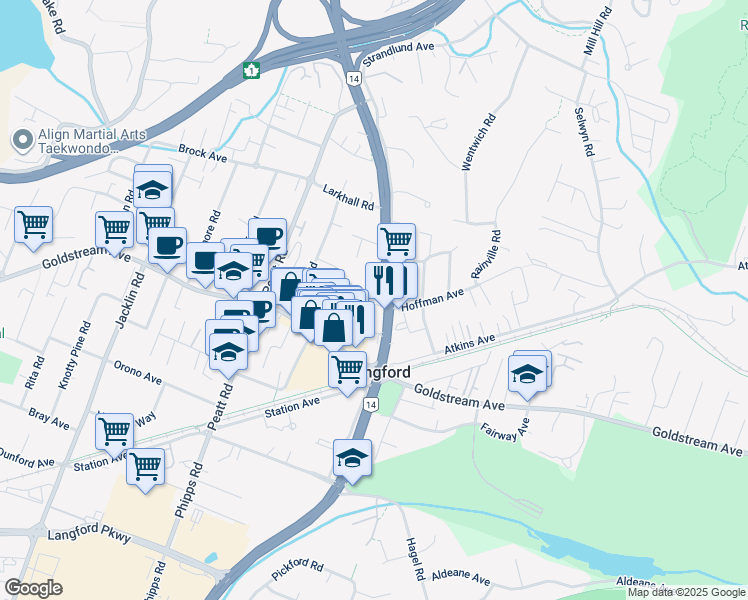 map of restaurants, bars, coffee shops, grocery stores, and more near in Victoria