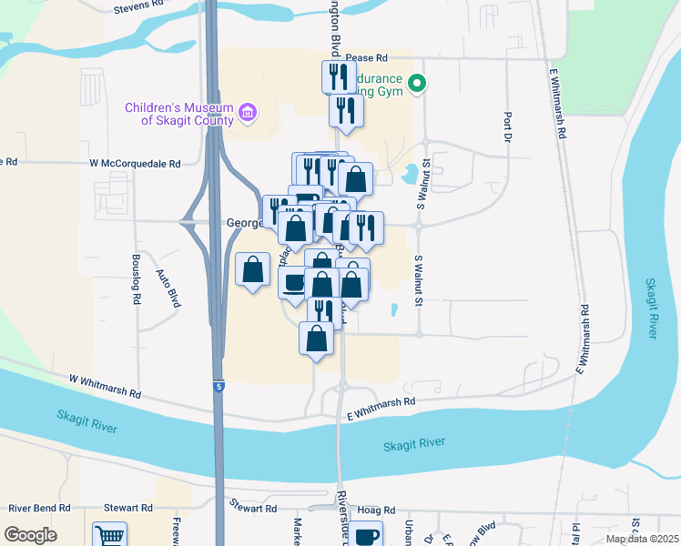 map of restaurants, bars, coffee shops, grocery stores, and more near 1913 South Burlington Boulevard in Burlington