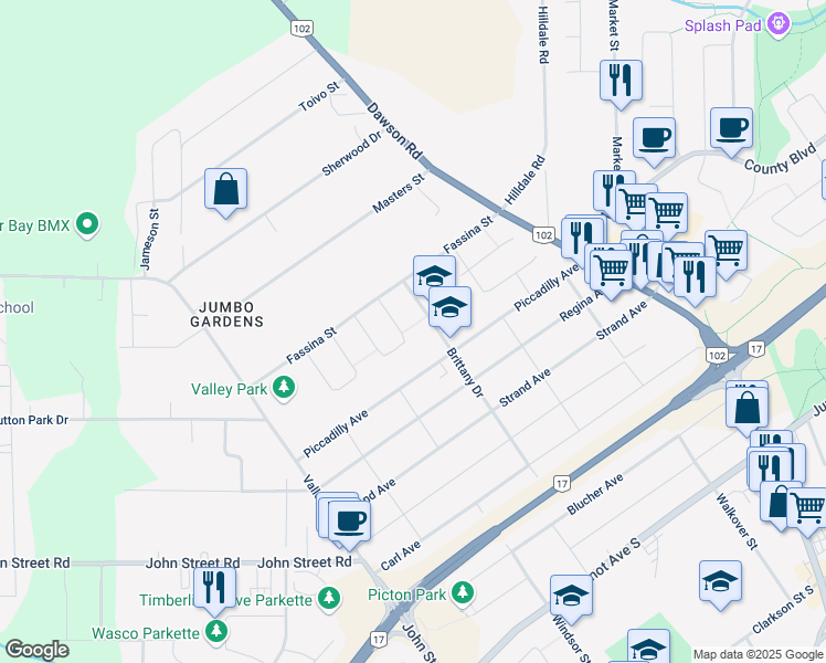 map of restaurants, bars, coffee shops, grocery stores, and more near 430 Chelsea Crescent in Thunder Bay