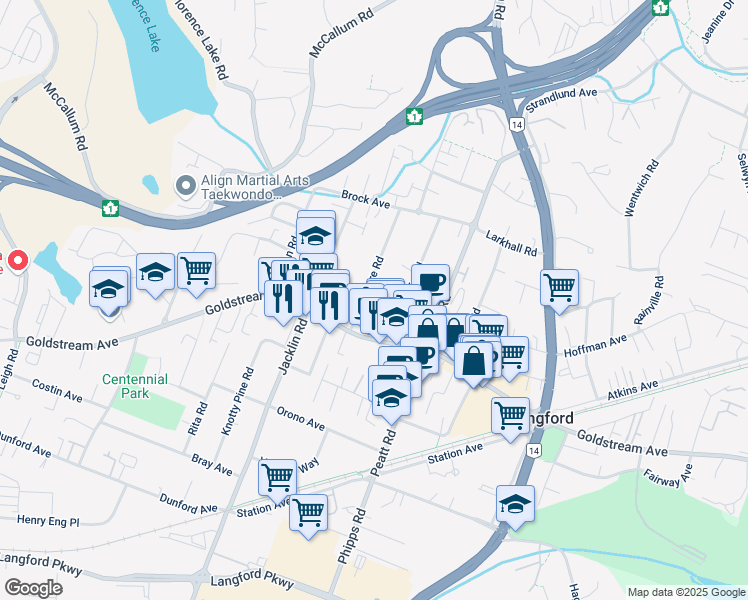 map of restaurants, bars, coffee shops, grocery stores, and more near 2749 Strathmore Road in Victoria