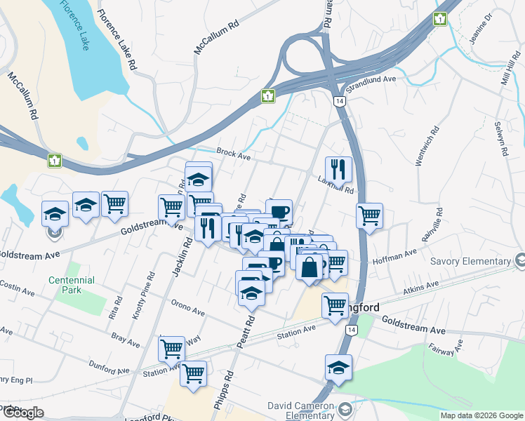 map of restaurants, bars, coffee shops, grocery stores, and more near 2747 Scafe Road in Victoria