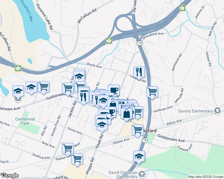 map of restaurants, bars, coffee shops, grocery stores, and more near 2747 Scafe Road in Victoria
