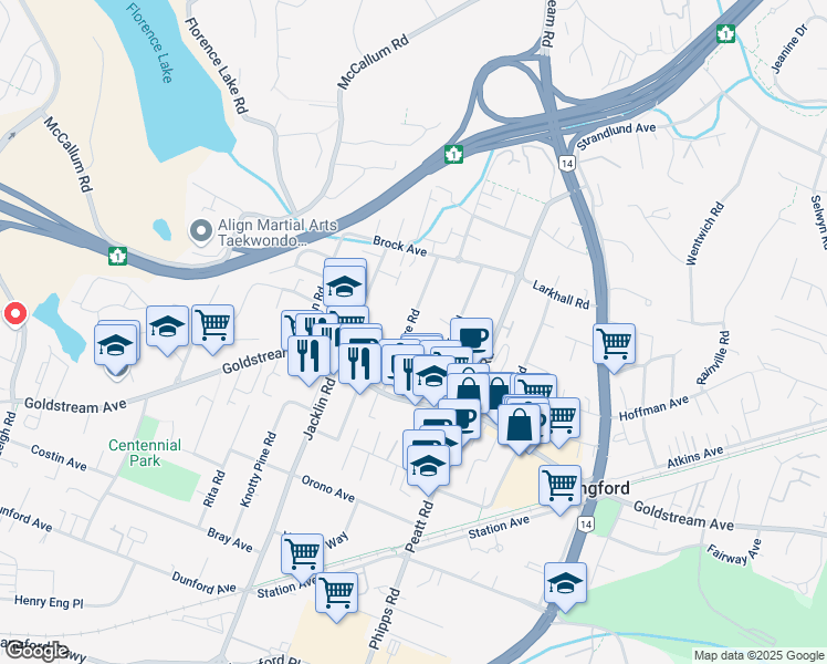 map of restaurants, bars, coffee shops, grocery stores, and more near 2749 Strathmore Road in Victoria