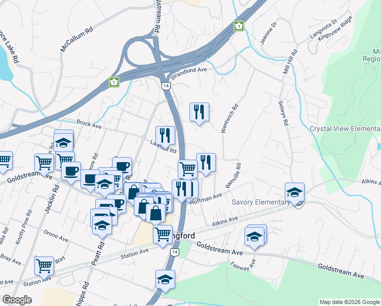 map of restaurants, bars, coffee shops, grocery stores, and more near 2645 Millstream Road in Victoria
