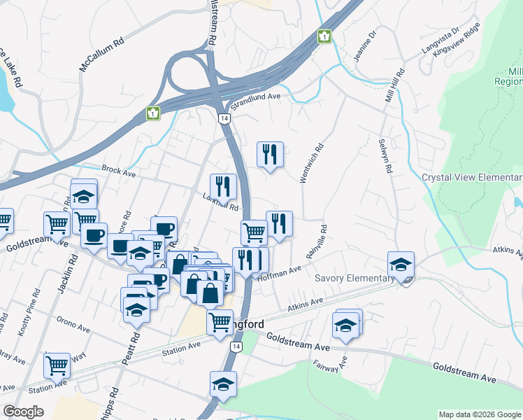 map of restaurants, bars, coffee shops, grocery stores, and more near 2645 Millstream Road in Victoria