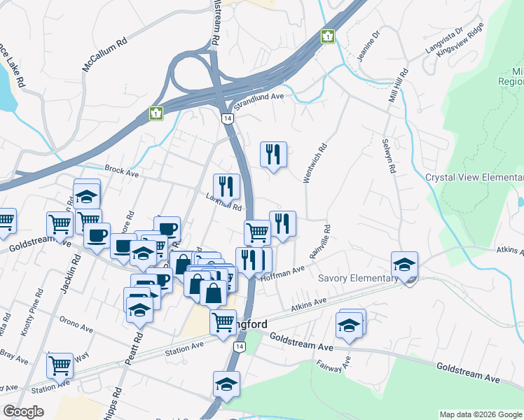 map of restaurants, bars, coffee shops, grocery stores, and more near 2645 Millstream Road in Victoria