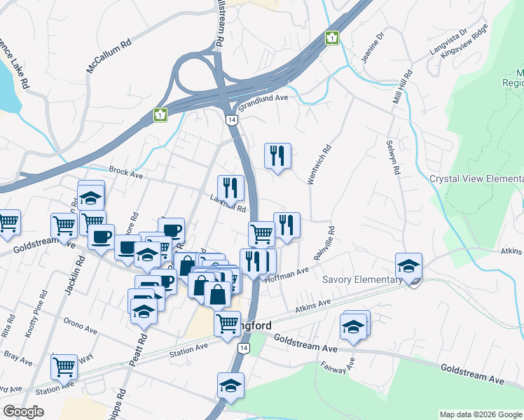 map of restaurants, bars, coffee shops, grocery stores, and more near 2645 Millstream Road in Victoria