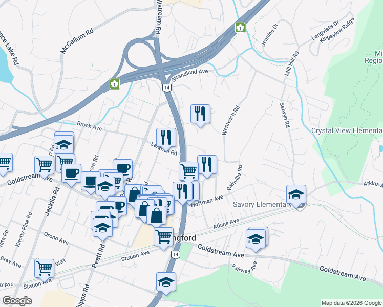 map of restaurants, bars, coffee shops, grocery stores, and more near 2645 Millstream Road in Victoria
