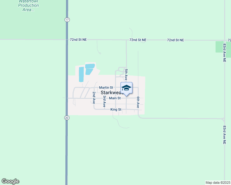 map of restaurants, bars, coffee shops, grocery stores, and more near 4th Avenue in Starkweather
