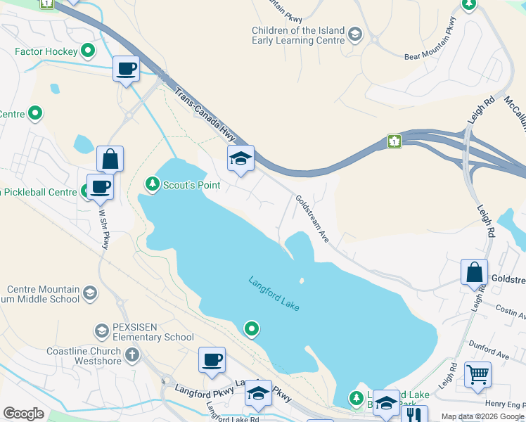 map of restaurants, bars, coffee shops, grocery stores, and more near 2798 Guyton Way in Victoria