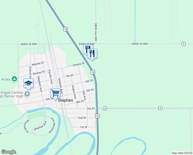 map of restaurants, bars, coffee shops, grocery stores, and more near in Stephen