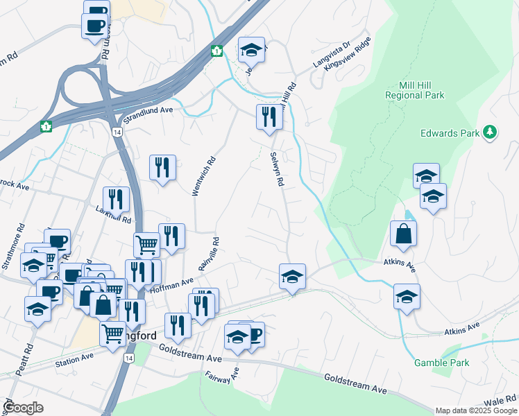 map of restaurants, bars, coffee shops, grocery stores, and more near 2639 Pinnacle Way in Victoria