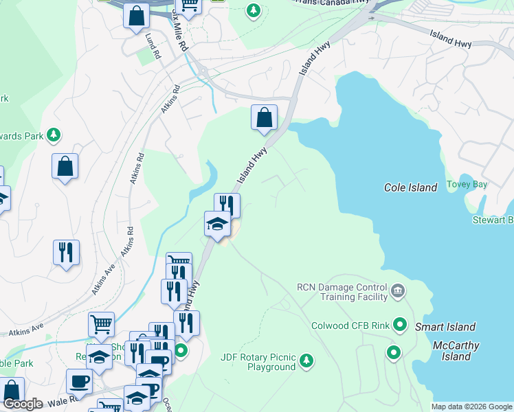 map of restaurants, bars, coffee shops, grocery stores, and more near 1650 Lloyd Place in Victoria